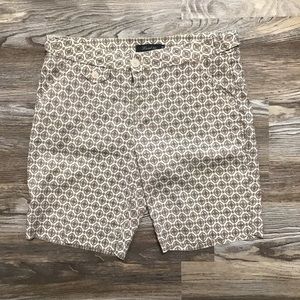 Level 99 Tan Blue Print Mid Rise Bermuda Shorts 30